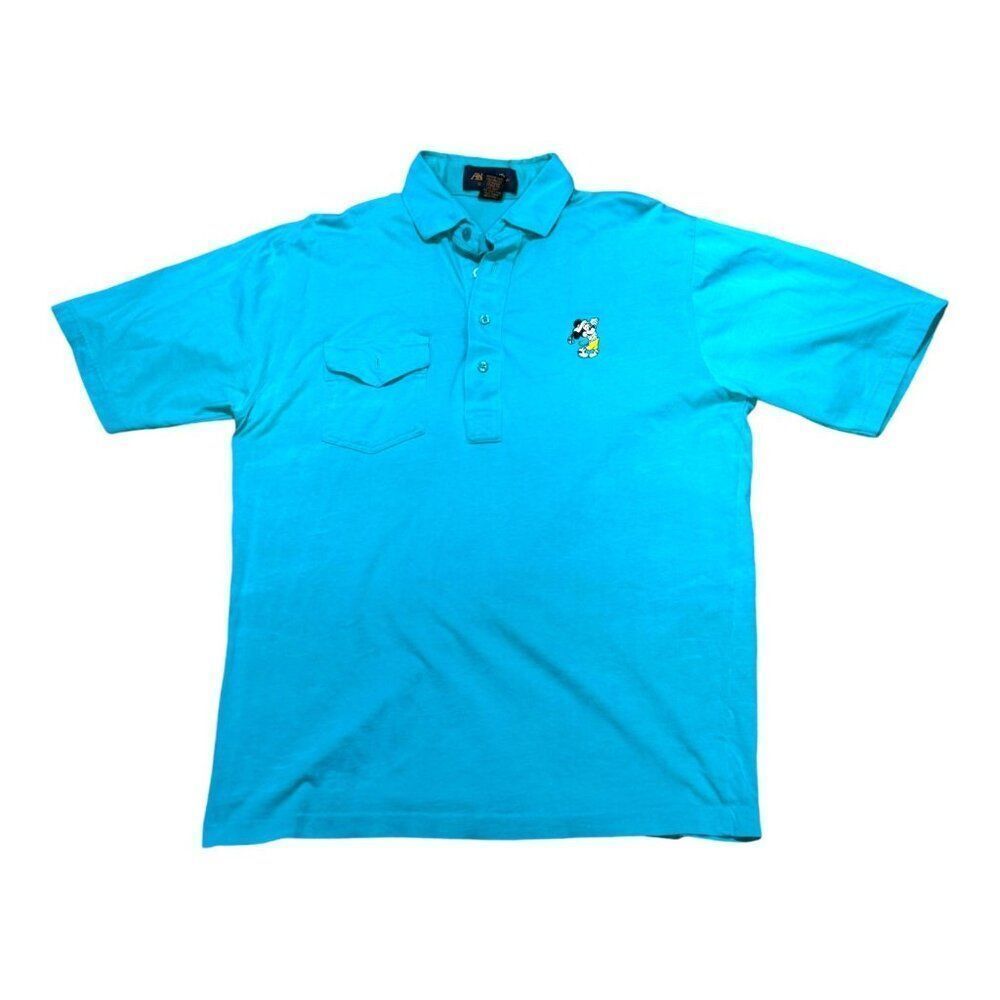 Vintage Mickey Mouse Antigua Scottsdale Polo Shirt Mens Xl Blue Short Sleeve SEE